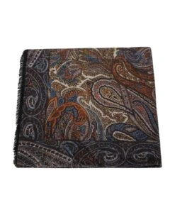 Kiton Dark Beige Flower Print Scarf