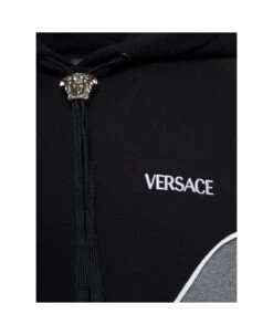 Versace Black And Grey Hoodie With Medusa Drawstring In Cotton Man -Volk Clothing Sales 7af240e5e46a09628e2bc66752359b9b