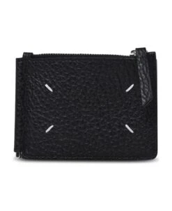 Maison Margiela Four Stitches Black Hammered Leather Wallet