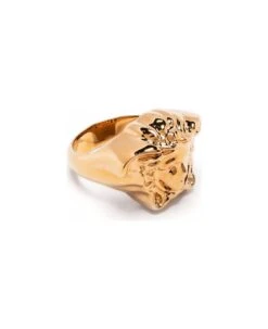 Versace Gold-colored Ring With Medusa Head In Brass Man