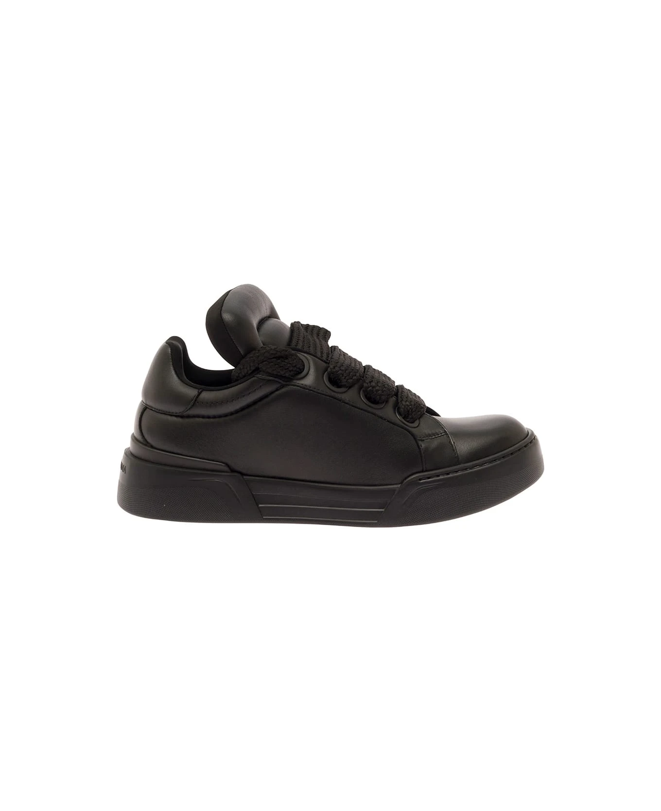 Dolce & Gabbana 'megaskate' Black Padded Low Top Sneakers In Smooth Leather Man 1 Dolce & Gabbana 'megaskate' Black Padded Low Top Sneakers In Smooth Leather Man