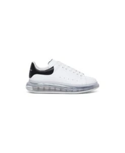 Alexander Mcqueen Man's Oversize White Leather Sneakers With Black Heel Tab