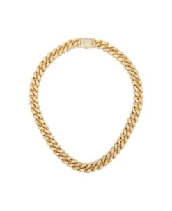 Gold Cuban Pavé Necklace
