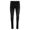 Amiri Black Skinny Jeans With Crystal Embellished Logo And Used Effect In Stretch Cotton Denim Man