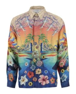 Casablanca Pure Silk Shirt With Graphic Print