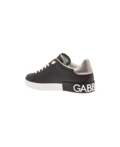 Dolce & Gabbana 'portofino' Black Low Top Sneakers With Metal Heel Tab And Logo Patch In Leather Man -Volk Clothing Sales 97c4bc50a510f0128243a0fdfd772c9a