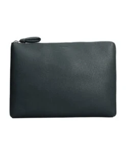 Lemaire Document Holder Clutch In Green Leather