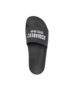 Black "dsquared2 Ceresio 9, Milano" Slides -Volk Clothing Sales 9dd3055a144b7cca09e206c38283cdbf