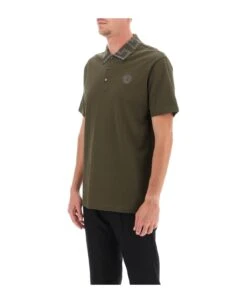 Versace Taylor Fit Polo Shirt With Greca Collar -Volk Clothing Sales a3564ccbee03567d48cd8c58550491da