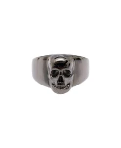 Alexander McQueen Silver-tone Band Ring With Skull In Brass Man