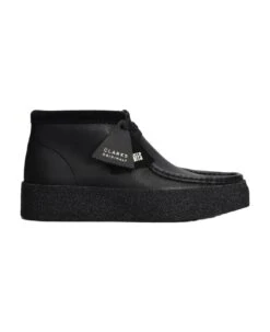 Clarks Wallabee Cup Lace Up Shoes In Black Leather