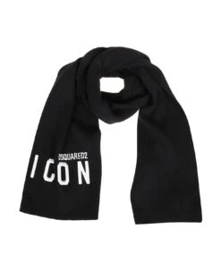 DSQUARED2 Logo Embroidered Knitted Scarf