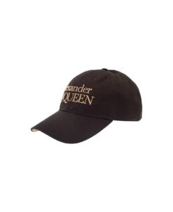 Alexander McQueen Black Baseball Cap With Logo In Cotton Man