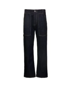 Alexander McQueen 'worker' Blue Jeans With Maxi Pockets In Cotton Denim Man
