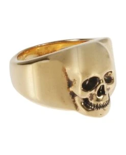 Alexander McQueen Man's Skull Gold Colored Brass Ring