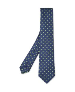 Kiton Melange Blue Polka Dot Tie
