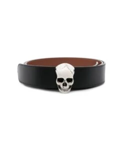 Alexander McQueen 4cm Skull Belt In Black Leather