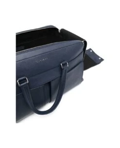Orciani Micron Duffel Bag In Navy Blue Leather With Shoulder Strap -Volk Clothing Sales b9bb1c74757b84f1654a7b5aab4ae51a
