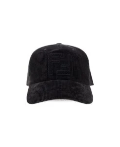 FENDI Logo Embroidered Corduroy Baseball Cap
