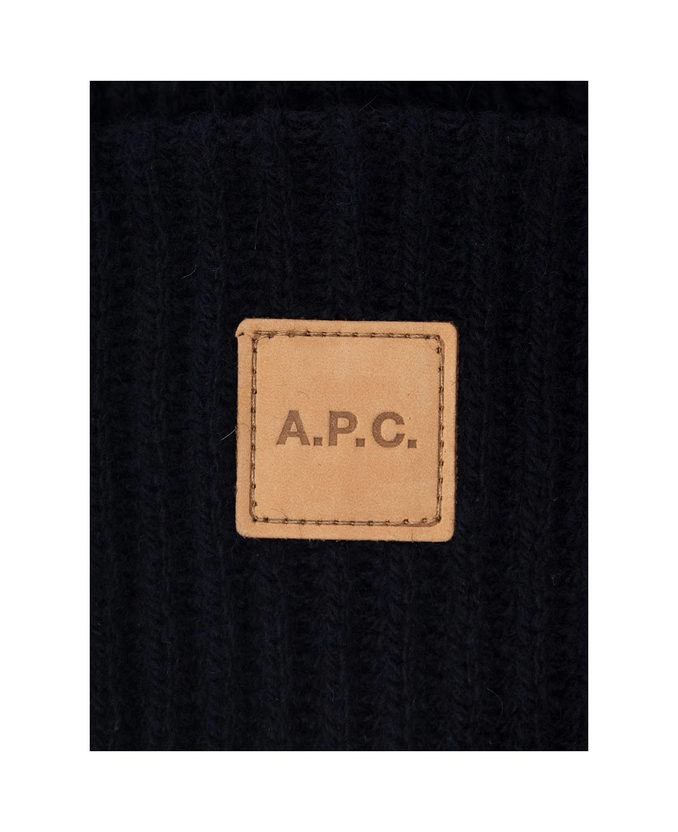 A.P.C. 'michelle' Blue Beanie With Logo Patch In Wool And Cashmere Man 3 A.P.C. 'michelle' Blue Beanie With Logo Patch In Wool And Cashmere Man - Image 3