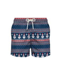 MC2 Saint Barth Light Fabric Man Swim Shorts Snowman Print
