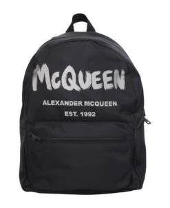 Alexander McQueen Graffiti Metropolitan Black Backpack