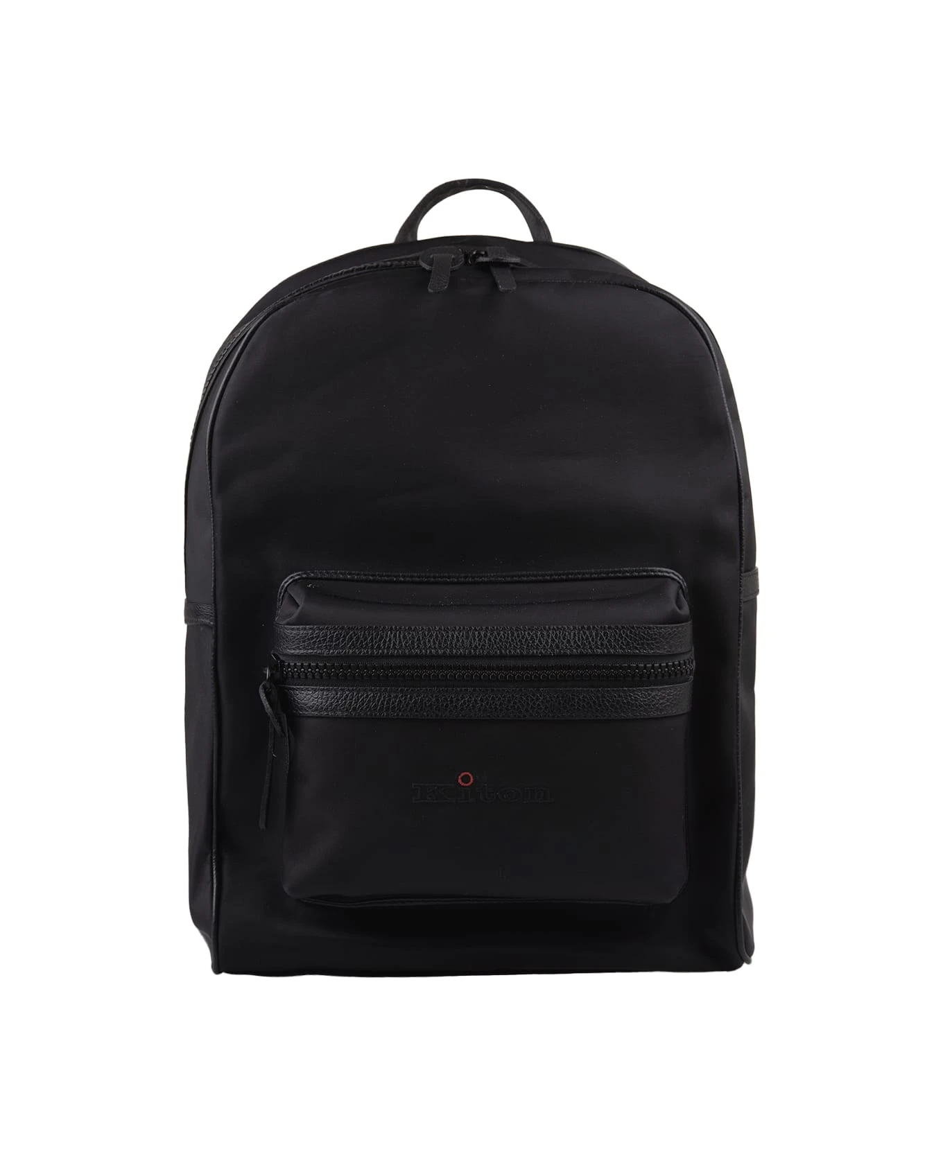Kiton Black Backpack With Embroidered Logo 1 Kiton Black Backpack With Embroidered Logo
