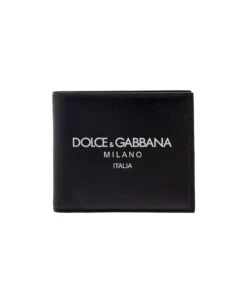 Dolce & Gabbana Black Wallet With Contrsting Print In Smooth Leather Man