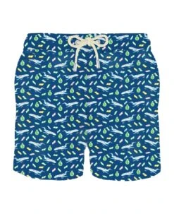 MC2 Saint Barth Man Light Fabric Swim Shorts With Money And Planes Print