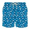 MC2 Saint Barth Man Light Fabric Swim Shorts With Multicolor Sharks Print