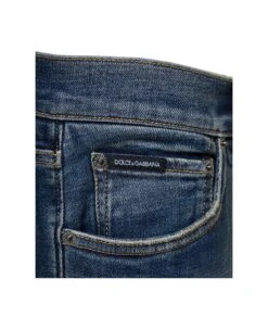 Dolce & Gabbana Blue Skinny Jeans With Logo Plaque At The Back In Stretch Cotton Denim Man -Volk Clothing Sales c9dcb9f5e6580f6550fb9818ef00d5ae