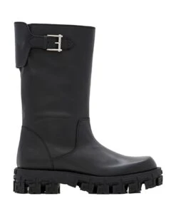 Versace Belted Leather Boots