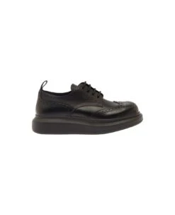 Alexander McQueen Black Lace-up Shoe With Chunky Platform In Smooth Leather Man