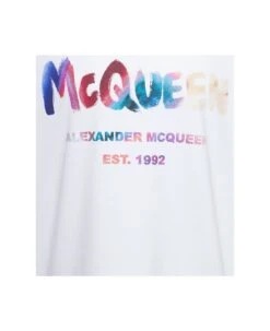 Alexander McQueen White Crewneck Sweatshirt With Multicolor Graffiti Logo Print In Cotton Man -Volk Clothing Sales cd4dac9ddad4170574ac7d243f14e7b6