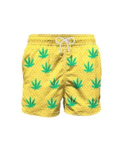 MC2 Saint Barth Embroidered Leaves Mid-length Swim Short