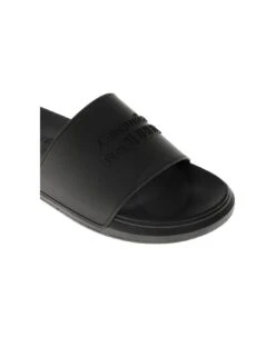 Alexander McQueen Black Rubber Slide Sandals With Logo -Volk Clothing Sales cf7b88b7d8e66aad771f11dc65adbbf6