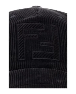 FENDI Logo Embroidered Corduroy Baseball Cap -Volk Clothing Sales cf810015300da4c138c189afa0c62e76