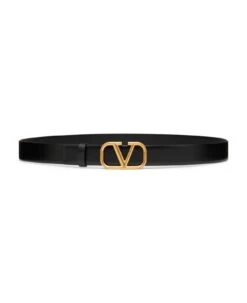Valentino Garavani Buckle Belt H.30 Vlogo Signature Box Calf/vitello Nappato/antique Gold Lo