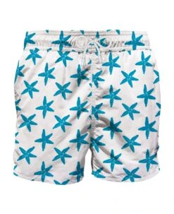 MC2 Saint Barth Man Swim Shorts With Seastar Flocked Print