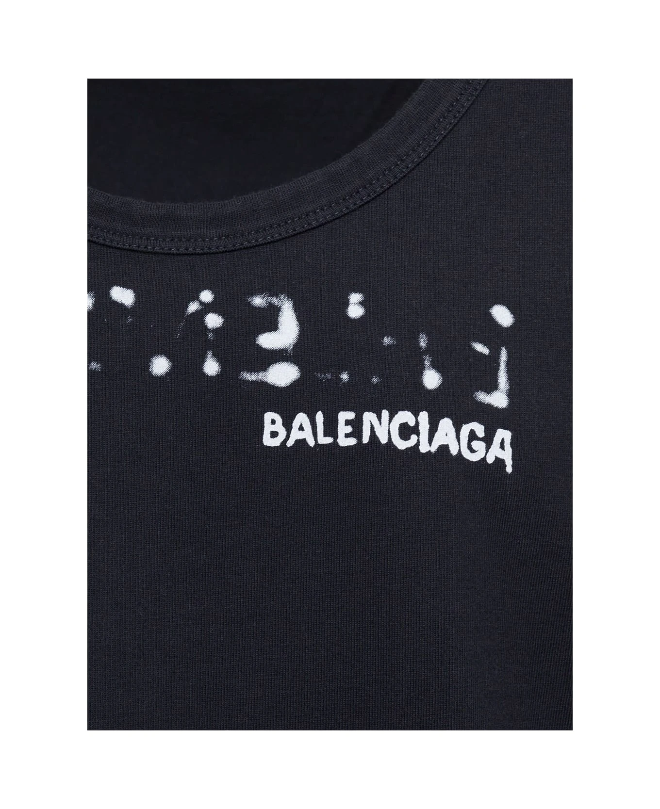 Balenciaga Black Tank Top With U Neckline And Hand-drawn Print In Cotton Man 3 Balenciaga Black Tank Top With U Neckline And Hand-drawn Print In Cotton Man - Image 3
