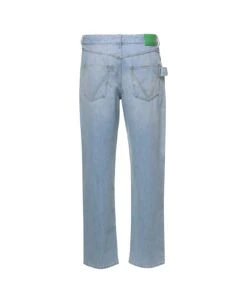 Bottega Veneta Light Blue 5-pocket Style Jeans With Green Patch In Cotton Denim Woman -Volk Clothing Sales d59005c1156bb12f6f44c432bb35c713