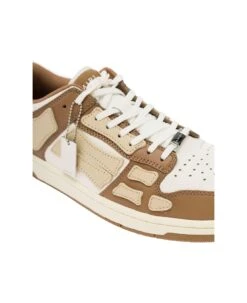 Amiri 'skel Top Low' Brown And Beige Sneakers With Skeleton Patch In Leather Man -Volk Clothing Sales d670225ebdf0ebd599807de28ea2fdac