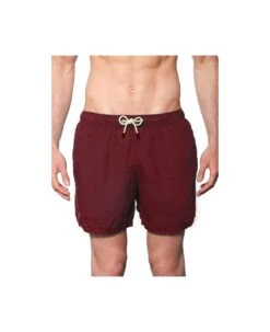 MC2 Saint Barth Man Burgundy Linen Swim Shorts