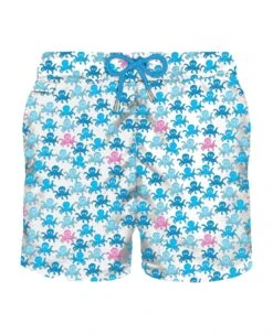 MC2 Saint Barth Man Light Fabric Swim Shorts With Octopus Print