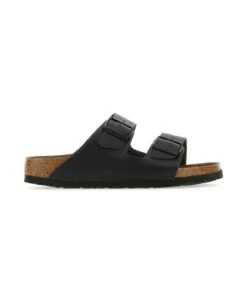 Birkenstock Black Leather Arizona Slippers