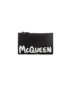 Alexander McQueen Black Card Holder With Graffiti