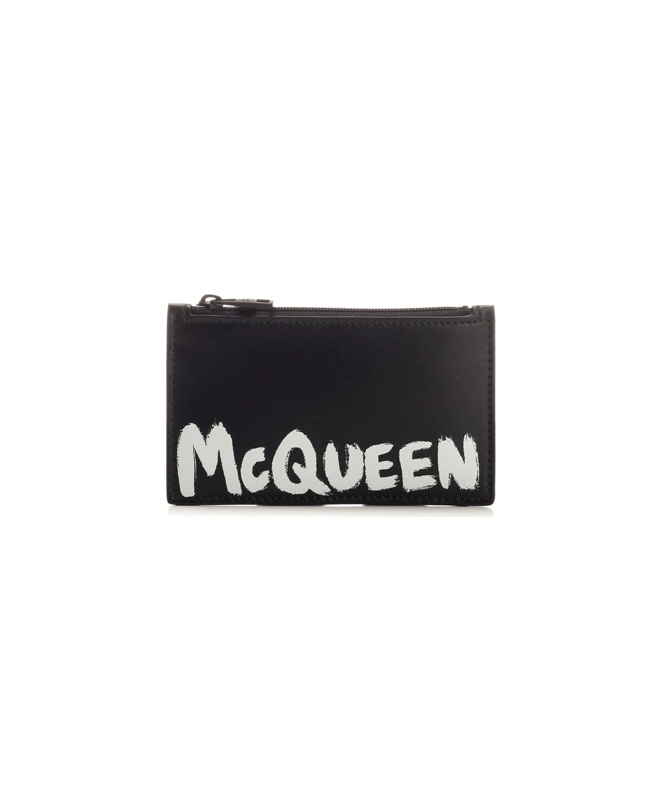Alexander McQueen Black Card Holder With Graffiti 1 Alexander McQueen Black Card Holder With Graffiti