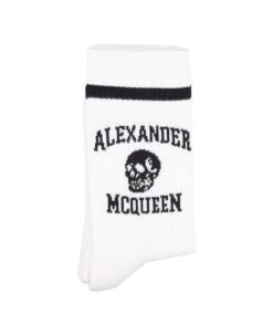 Alexander McQueen Logo Skull Socks In White