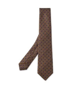 Kiton Melange Brown Polka Dot Tie