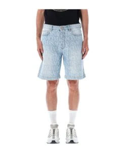 Versace Allover Denim Shorts
